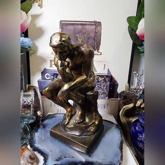 Bronze Thinker Sculpture - Picture 5 of 6